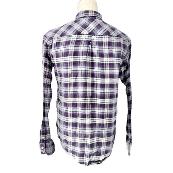American Eagle Outfitters Boyfriend Shirt Womens S Purple Plaid Button LS - Picture 4 of 8